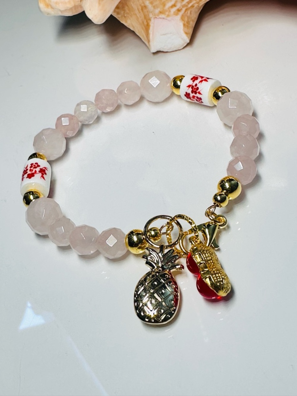 Natural Rose Quartz Beads Bracelet - Picture 6 of 11